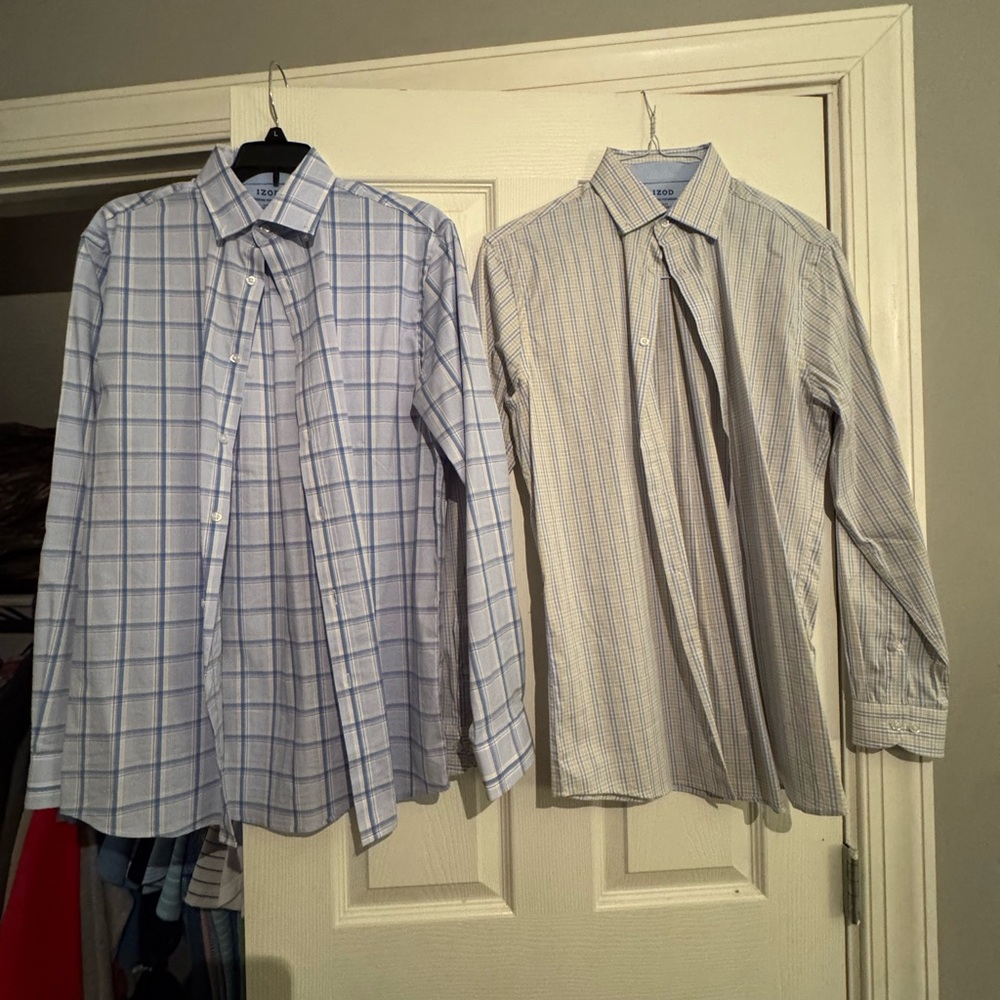 Izod Blue and White Dress Shirts for Business
